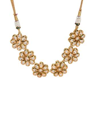 Handcafted Floral Kundan Necklace With Earrings 7