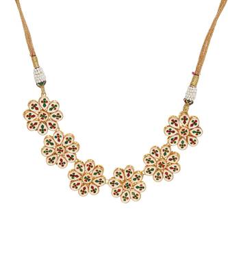 Handcafted Floral Kundan Necklace With Earrings 8