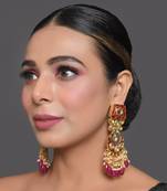 Kundan Inspired Mahroon Enameled Earrings