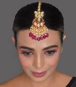 Kundan Inspired Mahroon Enameled Maangtikka
