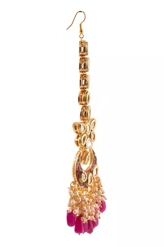 Kundan Inspired Mahroon Enameled Maangtikka