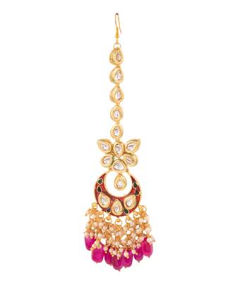 Kundan Inspired Mahroon Enameled Maangtikka 4