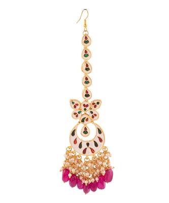 Kundan Inspired Mahroon Enameled Maangtikka 5