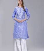 Mauve embroidered rayon chikankari-kurtis