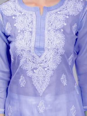 Mauve embroidered rayon chikankari-kurtis 4