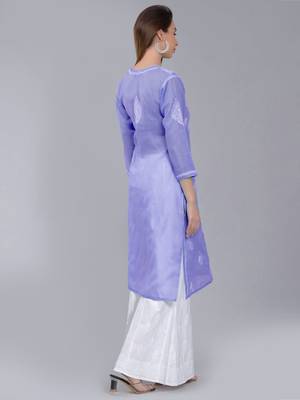 Mauve embroidered rayon chikankari-kurtis 5
