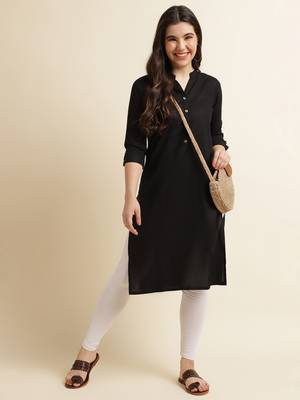 Black plain rayon kurtas-and-kurtis 1