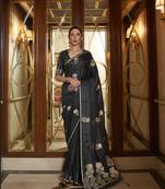 Black Kiraasat Pure Satin Weaving Silk Saree Collection