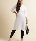 Off-white plain rayon kurtas-and-kurtis