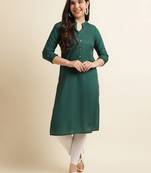 Dark-green plain rayon kurtas-and-kurtis