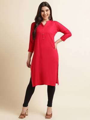 Pink plain rayon kurtas-and-kurtis 1