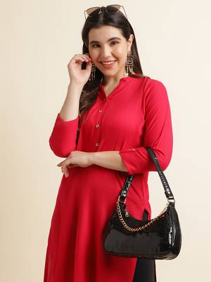 Pink plain rayon kurtas-and-kurtis 5