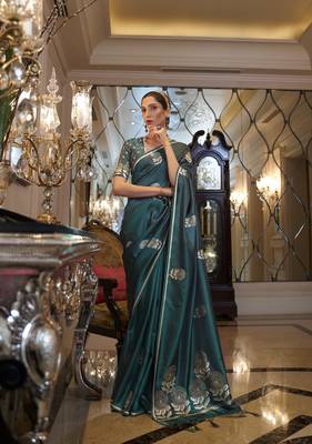 Genoa Green Kiraasat Pure Satin Weaving Silk Saree Collection 1