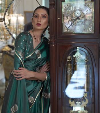 Genoa Green Kiraasat Pure Satin Weaving Silk Saree Collection 2