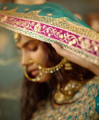 Blue Handembellished Organza Lehenga Set 2