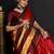 Red woven silk blend saree with blouse
