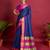 Navy blue woven silk blend saree with blouse