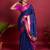 Navy blue woven silk blend saree with blouse
