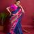 Navy blue woven silk blend saree with blouse