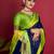 Navy blue woven silk blend saree with blouse