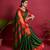 Dark green woven silk blend saree with blouse