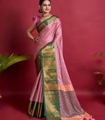 Onion pink woven silk saree with blouse