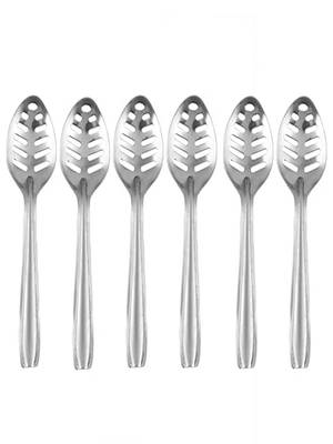 DiosHomes Stainless Steel Small Slotted/Plating Pickle/Aachar Spoon | Pickle Serving Spoon | Silver (Pack of 6) 1