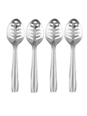 DiosHomes Stainless Steel Small Slotted/Plating Pickle/Aachar Spoon | Pickle Serving Spoon | Silver (Pack of 4) 1