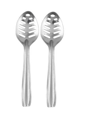 DiosHomes Stainless Steel Small Slotted/Plating Pickle/Aachar Spoon | Pickle Serving Spoon | Silver | (Pack of 2) 1
