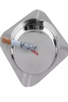 DiosHomes 2 Piece Set Of Stainless Steel Square Table Top Ashtray | Desktop Ash Tray for Indoor Outdoor