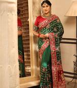 Green Resham Embroidery Work Traditional Saree For Festival Looks
