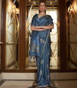 Teal Kiraasat Pure Sattin Weaving Silk Saree Collection