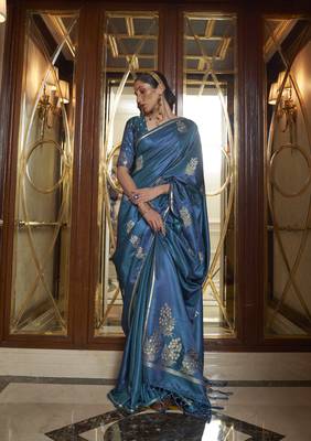 Teal Kiraasat Pure Sattin Weaving Silk Saree Collection 2