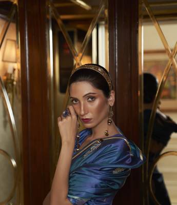 Teal Kiraasat Pure Sattin Weaving Silk Saree Collection 3