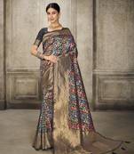 Traditional Black Banarasi silk blend Saree For Traditional Festive Looks
