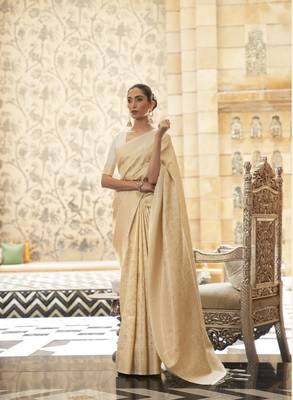 Cream Kinkhab silk Festive Wear silk Saree Collection 1