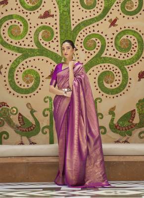 Purple Kinkhab Silk Festive Wear Silk Saree Collection 1
