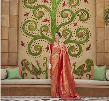 Red Kinkhab Silk Festive Wear Silk Blend Saree Collection 2