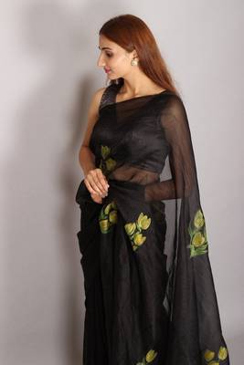 PANKAJ HANDPAINTED ORGANZA SAREE 1