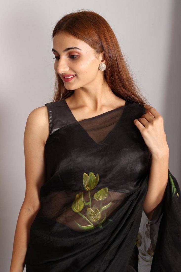 PANKAJ HANDPAINTED ORGANZA SAREE