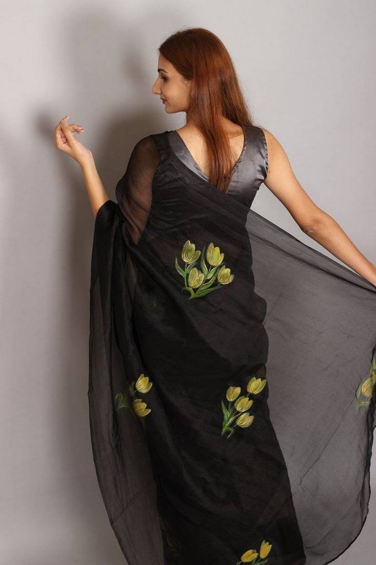 PANKAJ HANDPAINTED ORGANZA SAREE