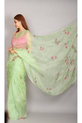 NEERAJ HANDPAINTED ORGANZA SAREE 1