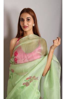 NEERAJ HANDPAINTED ORGANZA SAREE 3