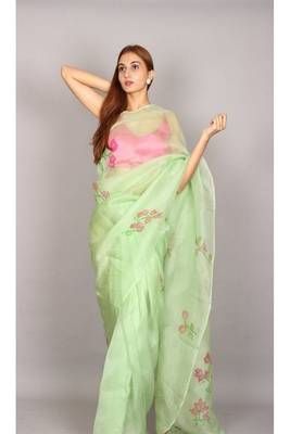 NEERAJ HANDPAINTED ORGANZA SAREE 4