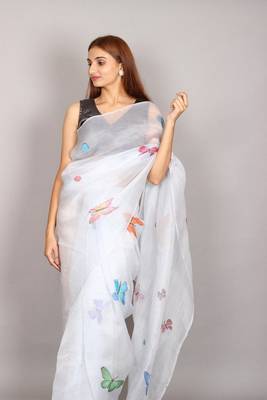 TITLI HANDPAINTED ORGANZA SAREE 1