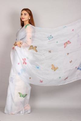 TITLI HANDPAINTED ORGANZA SAREE 4