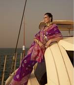 Purple Kinkhab Silk Festive Wear Silk Saree Collection
