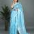Light blue woven cotton silk saree with blouse