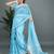Light blue woven cotton silk saree with blouse