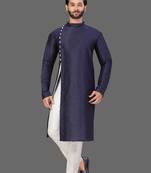 Pattern stitched side cut kurta with potli work